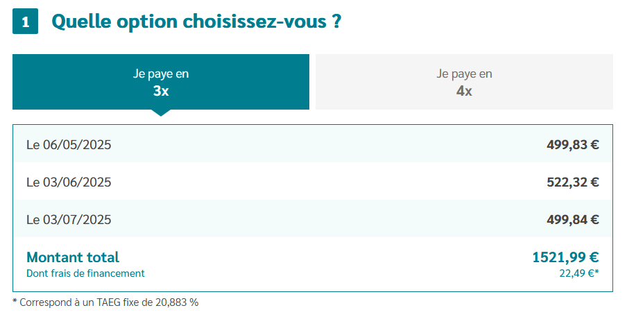 exemple paiement sofinco